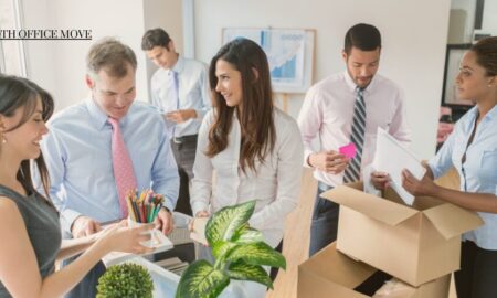 Employees helping make an office move easier.